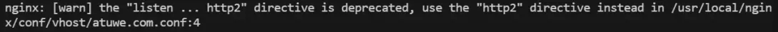 oneinstack提示nginx: [warn] the "listen ... http2" directive is deprecated, use the "http2" directive instead in的解决方法
